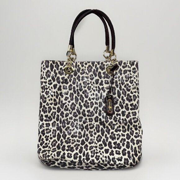 Women's Cynthia Rowley Shiny Leopard Print Large Tote Bag - Picture 1 of 13